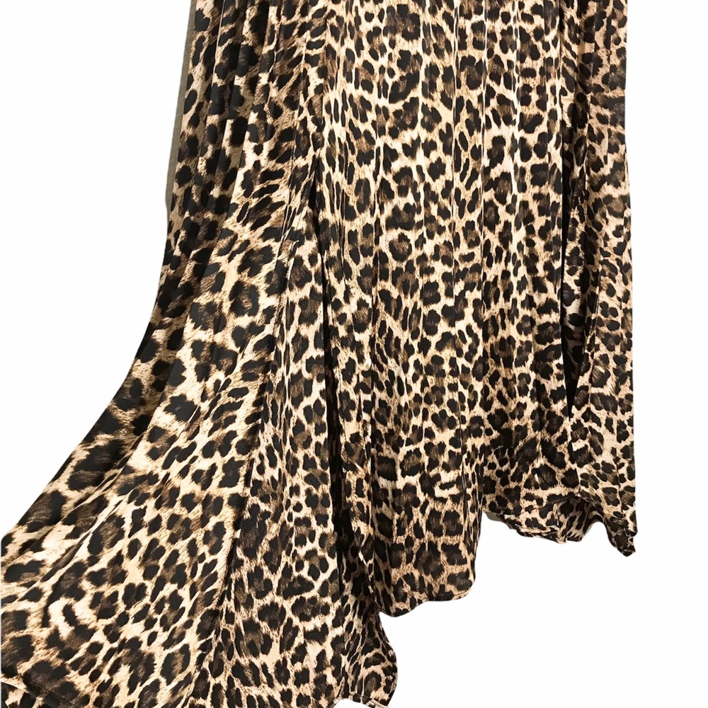 Zara Animal Print Pleated Asymmetrical Midi Skirt - Picture 9 of 10